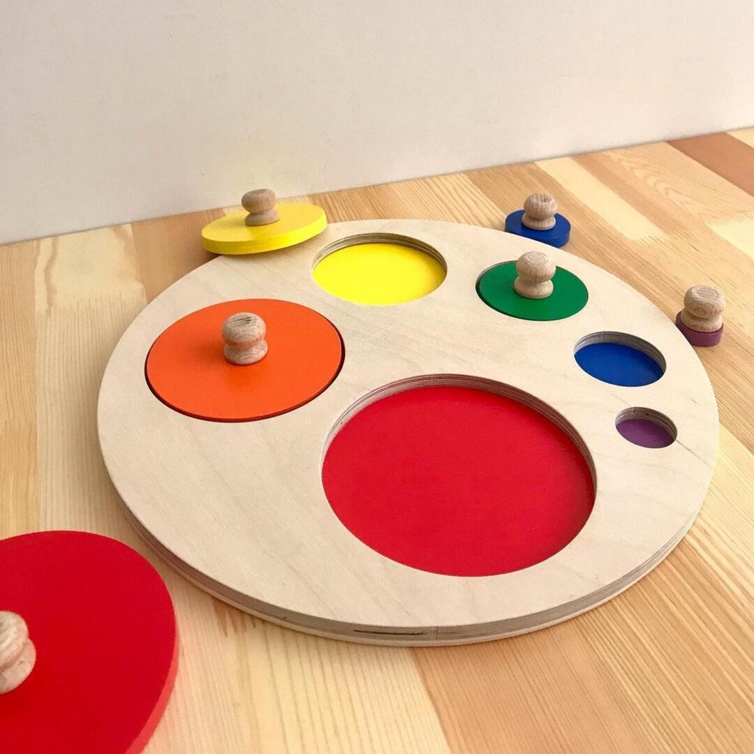 WOODEN Circle Puzzle Geometric Shape Puzzle Toy Preschool Etsy
