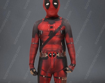 Deadpool costume with detachable mask kids sizes