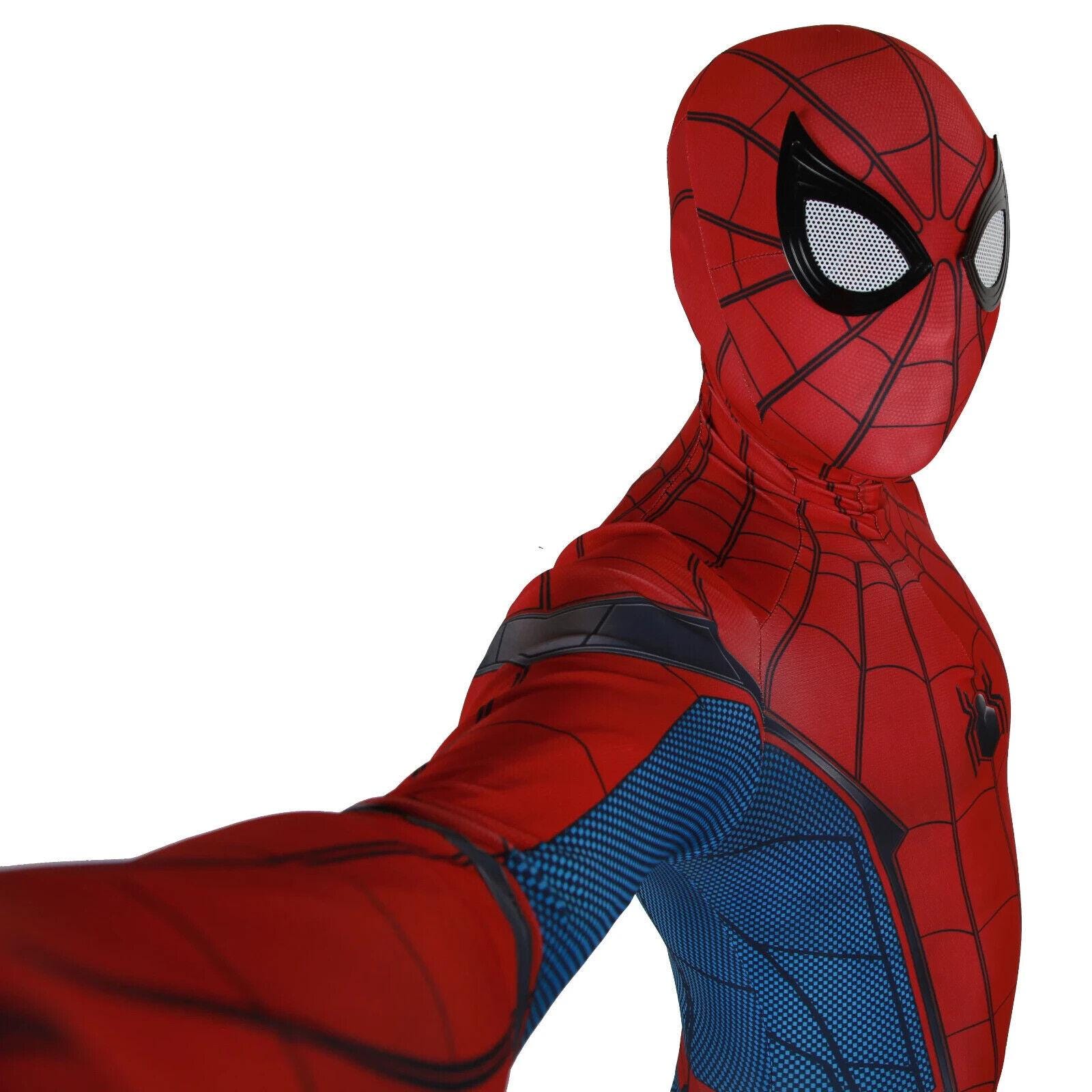 ホームカミングスパイダースーツ青と赤のコスプレ衣装取り外し可能な