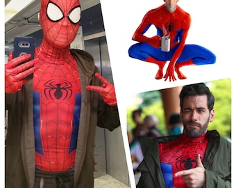 Peter B Parker Spider Suit - Spiderverse Red and Blue Costume Detached mask (KIDS)