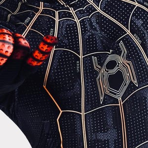 No way home spider suit black and gold cosplay costume detached mask image 9