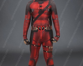 Deadpool costume with detachable mask kids sizes