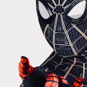 No way home spider suit black and gold cosplay costume detached mask image 7