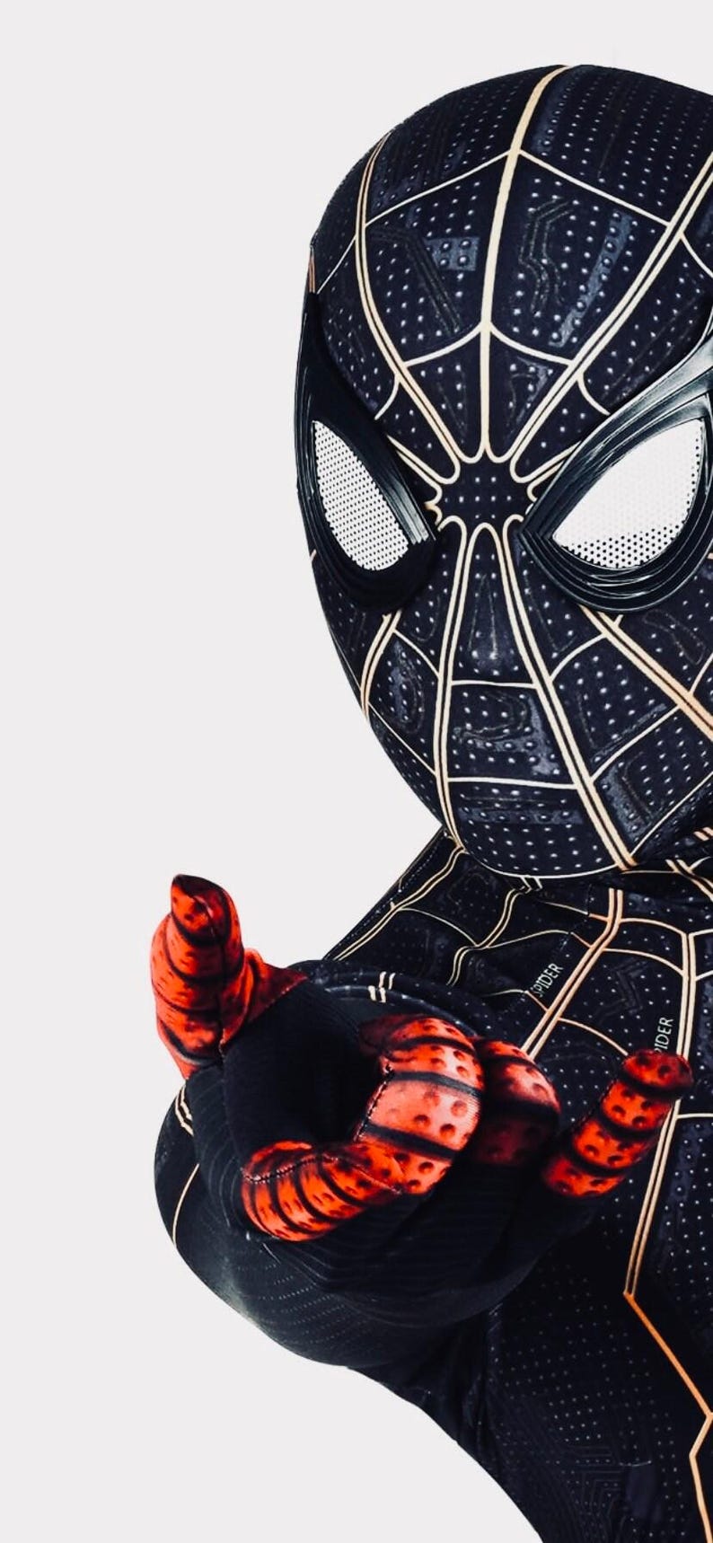 No way home spider suit black and gold cosplay costume detached mask image 7
