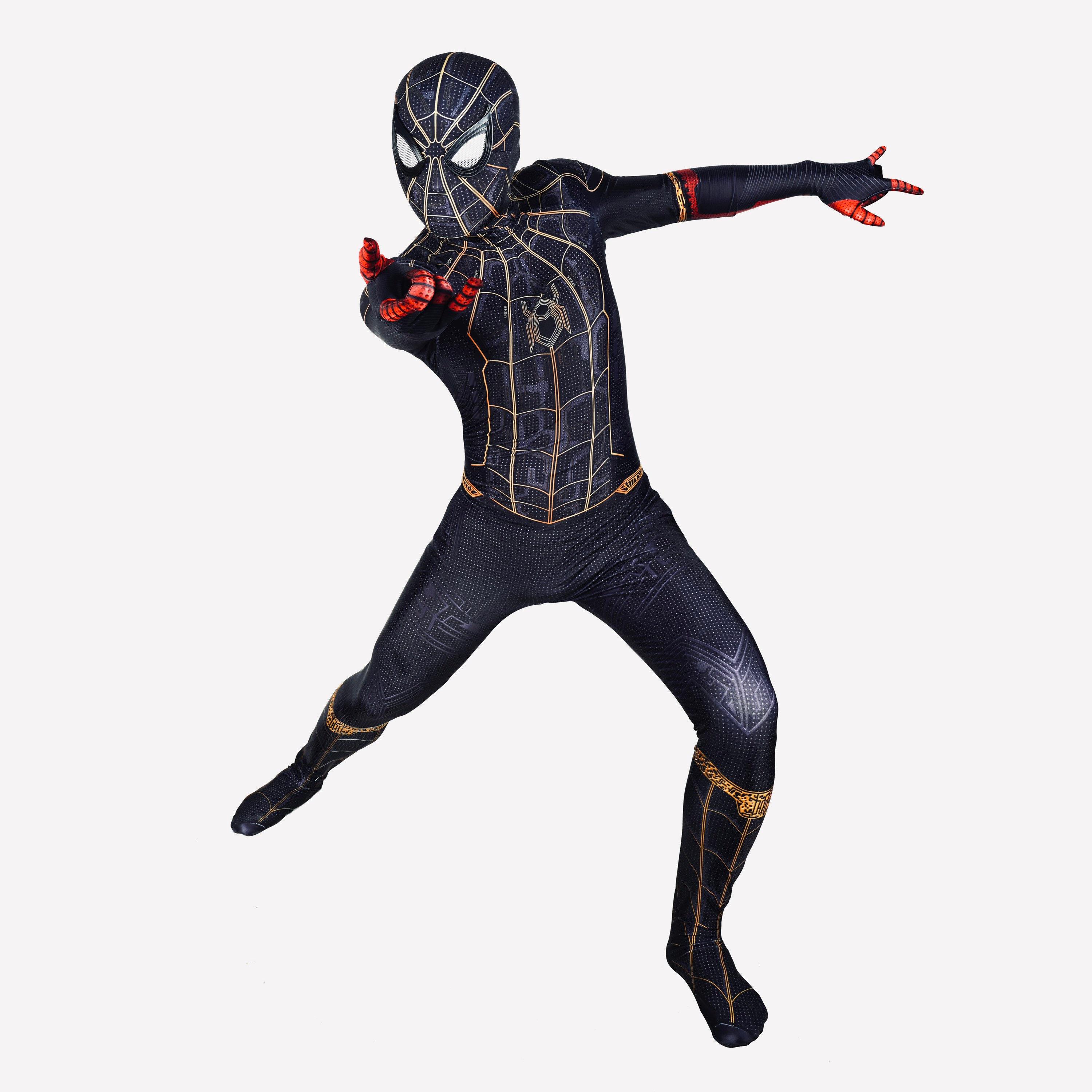 No Way Home Spider Suit Black and Gold Cosplay Costume Detached Mask - Etsy