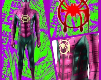 Miles morales joker clown costume detached mask - adults & kids