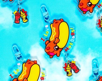 Hotdog Keychain Cute Art Backpack Charms Kawaii Style Cartoon
