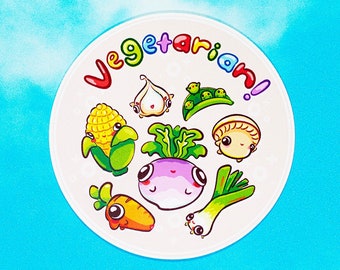 Cute Vegetarian Sticker Vinyl Sticker Waterproof Kawaii Food