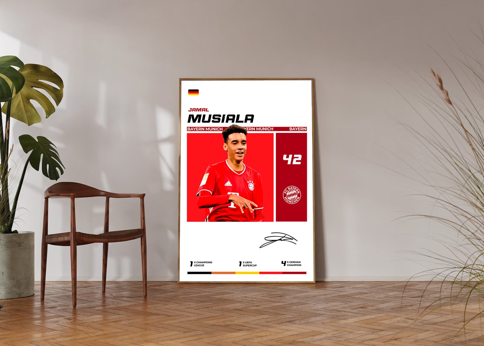 Jamal Musiala Poster - Fußball Kunst Leinwand 20x30cm Für Moderne Wanddekoration