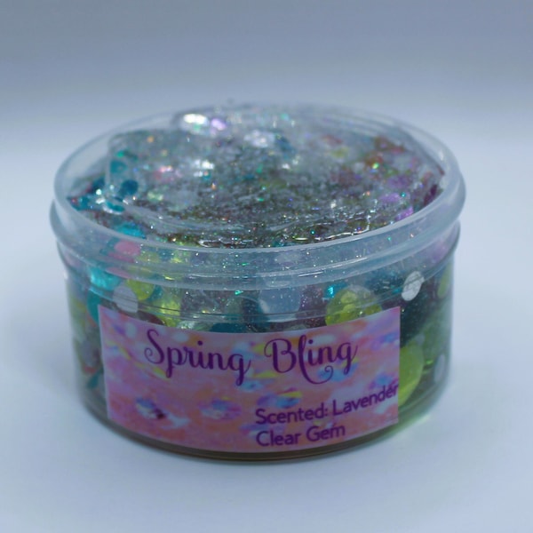 Spring Bling Slime - Easter - Spring - Gems - Sensory Play - Hand Therapy - Lavender Scented - Clear - Gift - Kids - Unique