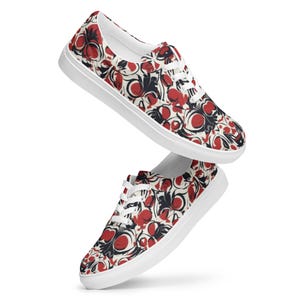 Women’s lace-up canvas shoes "Red Bird of Paradise"