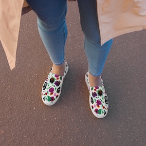 Zapatos de lona sin cordones para mujer "Tema del Día de Muertos V.1"