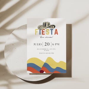 Colombian Fiesta Party Invitation, Independence Day or Soccer Finals Celebration, Colombia Editable Canva Template, Custom Digital Download