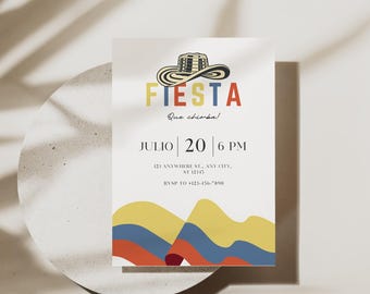 Colombian Fiesta Party Invitation, Independence Day or Soccer Finals Celebration, Colombia Editable Canva Template, Custom Digital Download