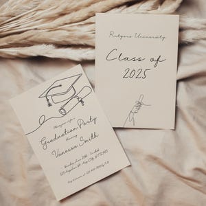 Faire-part de remise des diplômes de la promotion 2025, faire-part de rentrée universitaire minimaliste, invitation à une fête de diplômés universitaires, modèle de toile modifiable