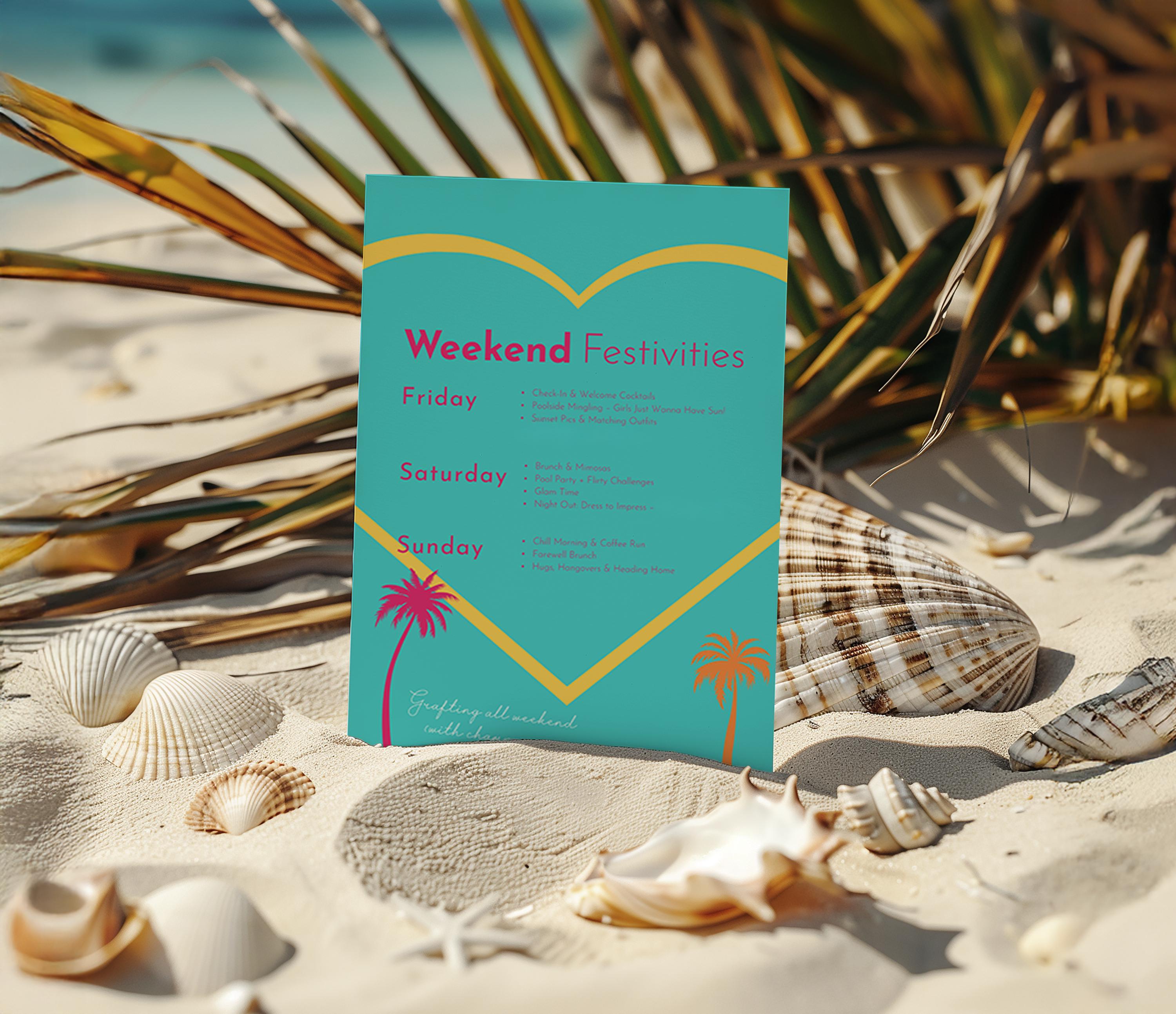 Bach Island Bachelorette Invitation Bundle, Beach Island Weekend Itinerary,  Bach Weekend Party, Editable Canva Template, Digital Download - Etsy