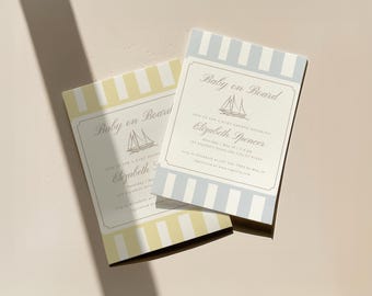 Nautical Baby Shower Invitation: Baby on Board Sailboat Theme (Digital Download)
