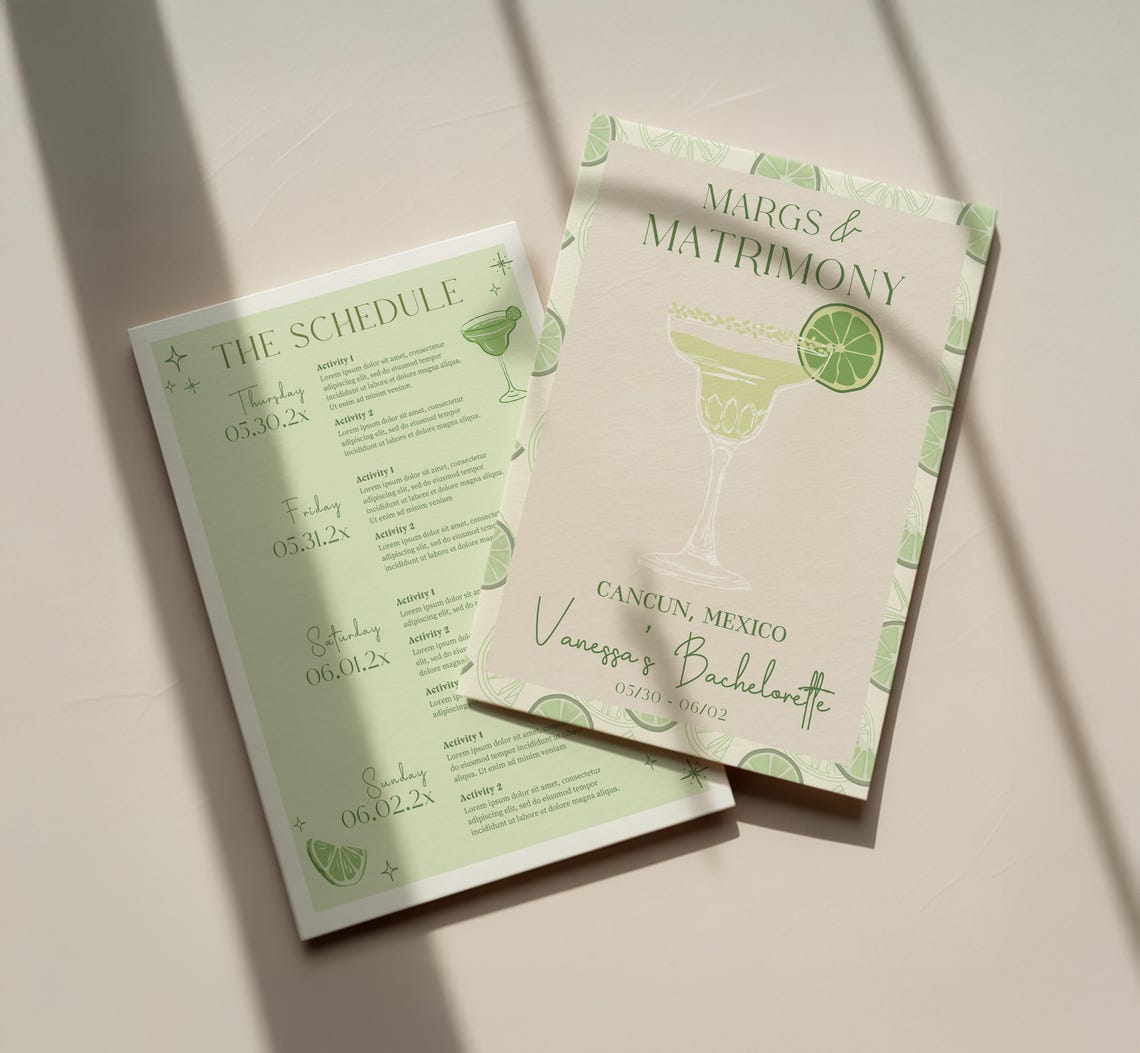 Margarita Bachelorette Invitation & Itinerary Bundle | Customizable ...