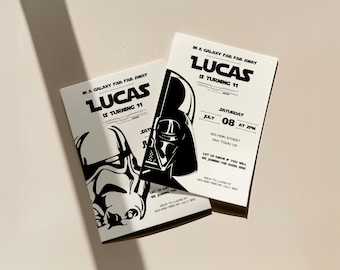 Space Villains Birthday Invitations, Dark Side Trooper Party Invite, Galaxy Theme Boys Invite, Sci Fi Download, Editable Canva Template