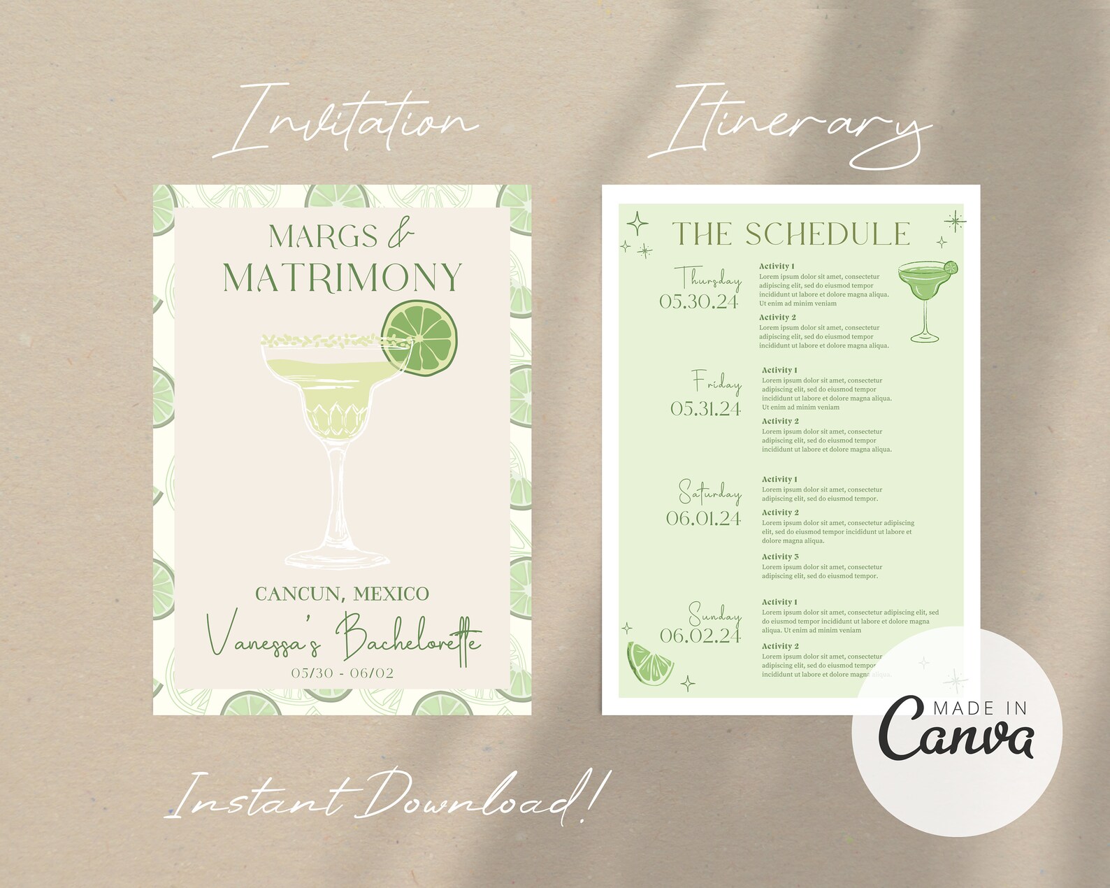 Margarita Bachelorette Invitation & Itinerary Bundle | Customizable ...