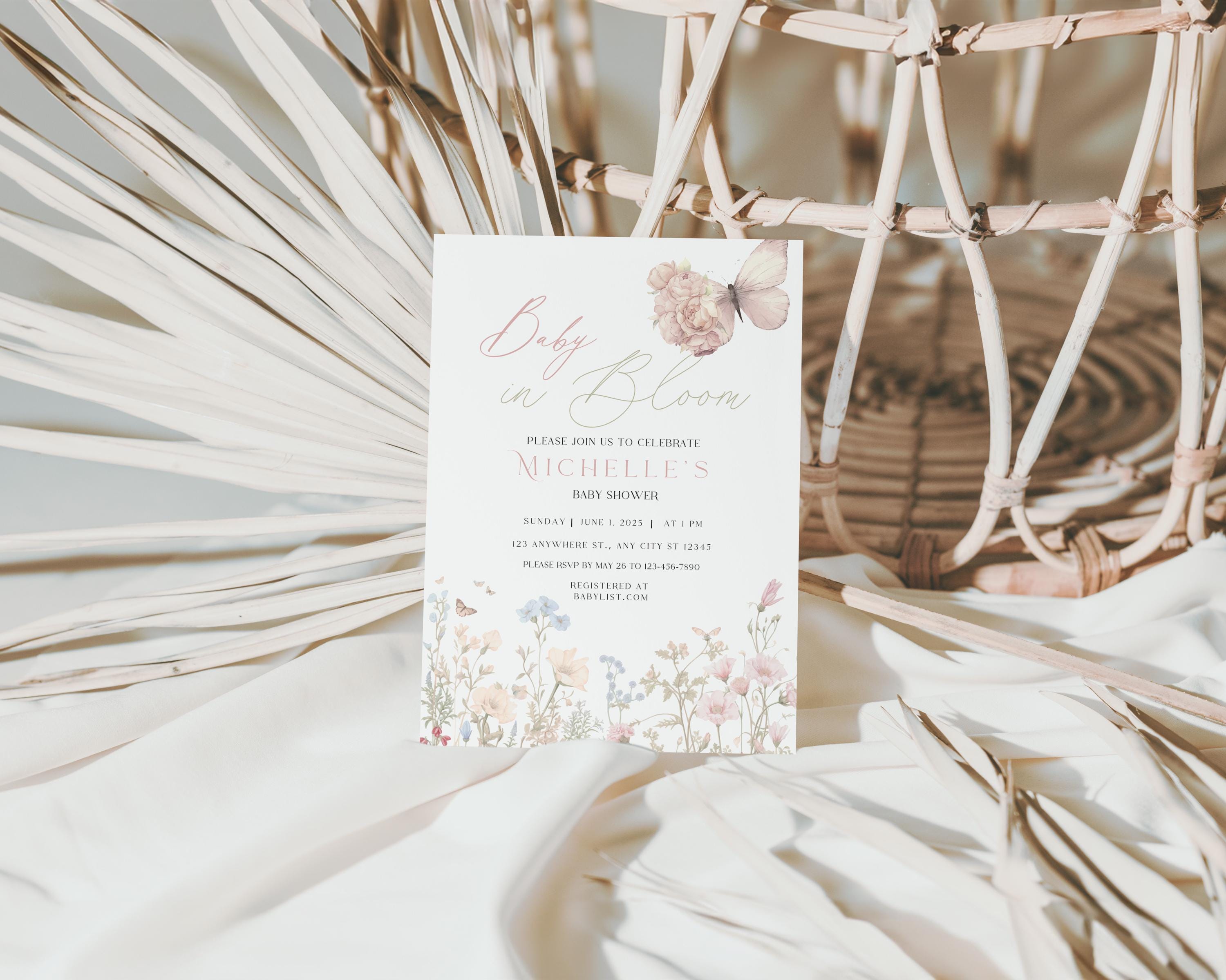 Spring Invitations Bloom Baby in Bloom Baby Shower Invitation: Floral Spring Template (digital ...