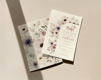Baby in Bloom Baby Shower Invitation, Floral Garden Invite, Spring Wildflower Baby Shower, Pastel Editable Canva Template, Digital Download