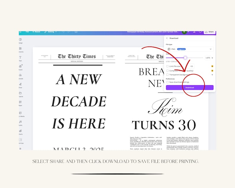 K&ouml;nnte beinhalten: Eine digitale Zeitungsdesignvorlage mit der &Uuml;berschrift "Ein neues Jahrzehnt ist da" und dem Datum "2. M&auml;rz 2025". Das Design ist im Stil einer Vintage-Zeitung mit einem Schwarz-Wei&szlig;-Farbschema gehalten.