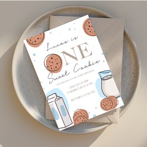 One Sweet Cookie Birthday Invitation, Milk and Cookies First Birthday ...