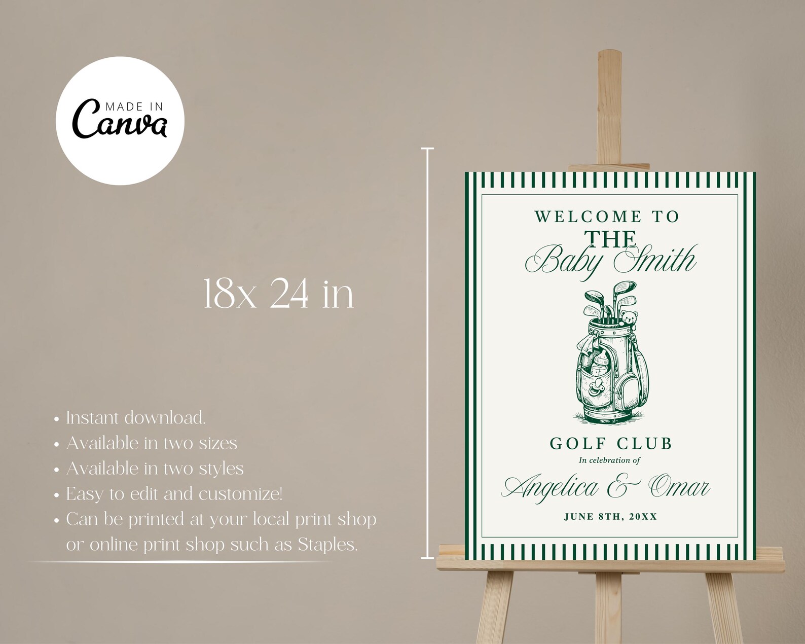 New to the Club Baby Shower Welcome Sign, Golf Theme Party Decor ...