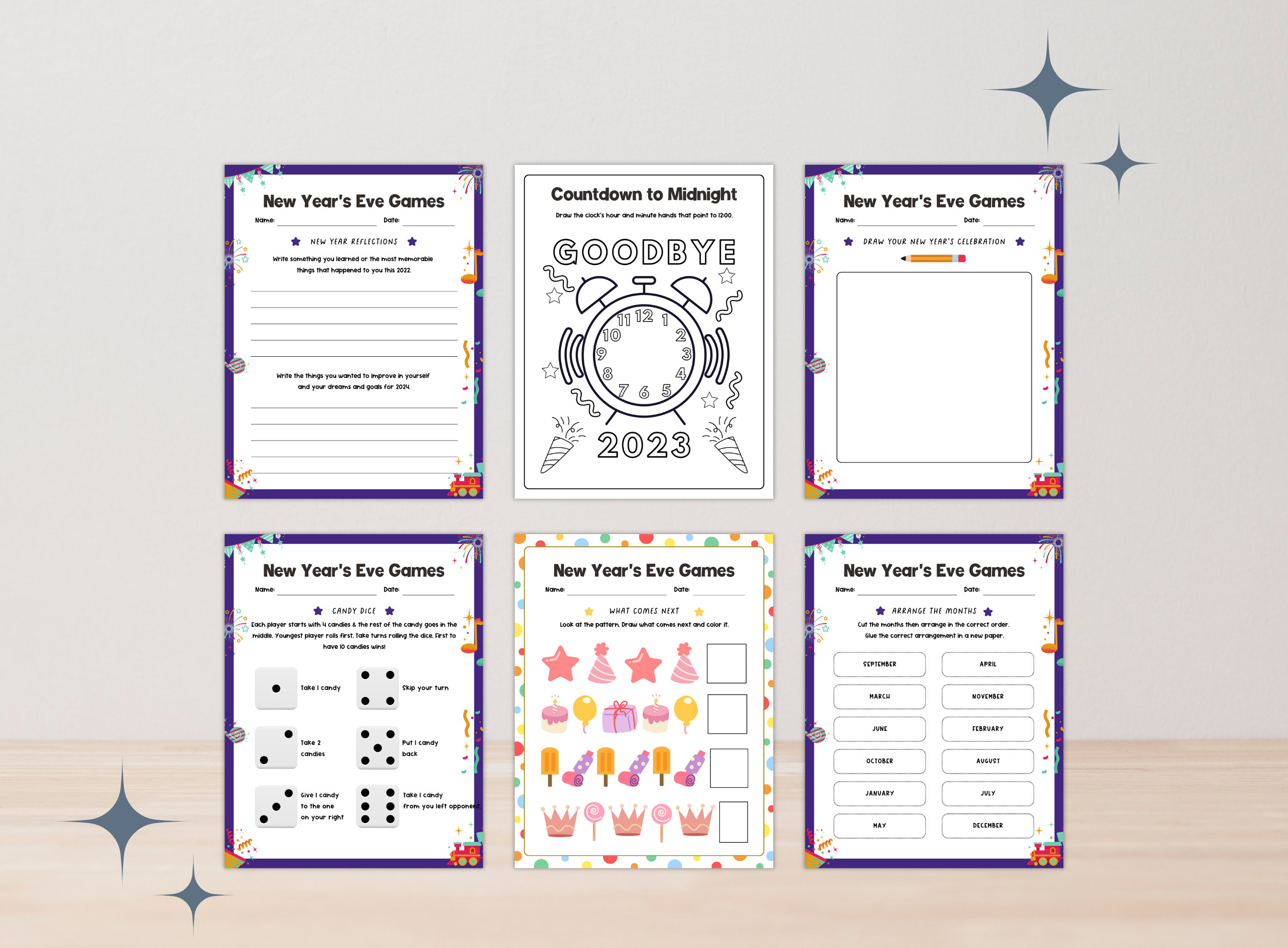 Printable New Years Eve Games for Kids, 20 New Years Game Bundle ...