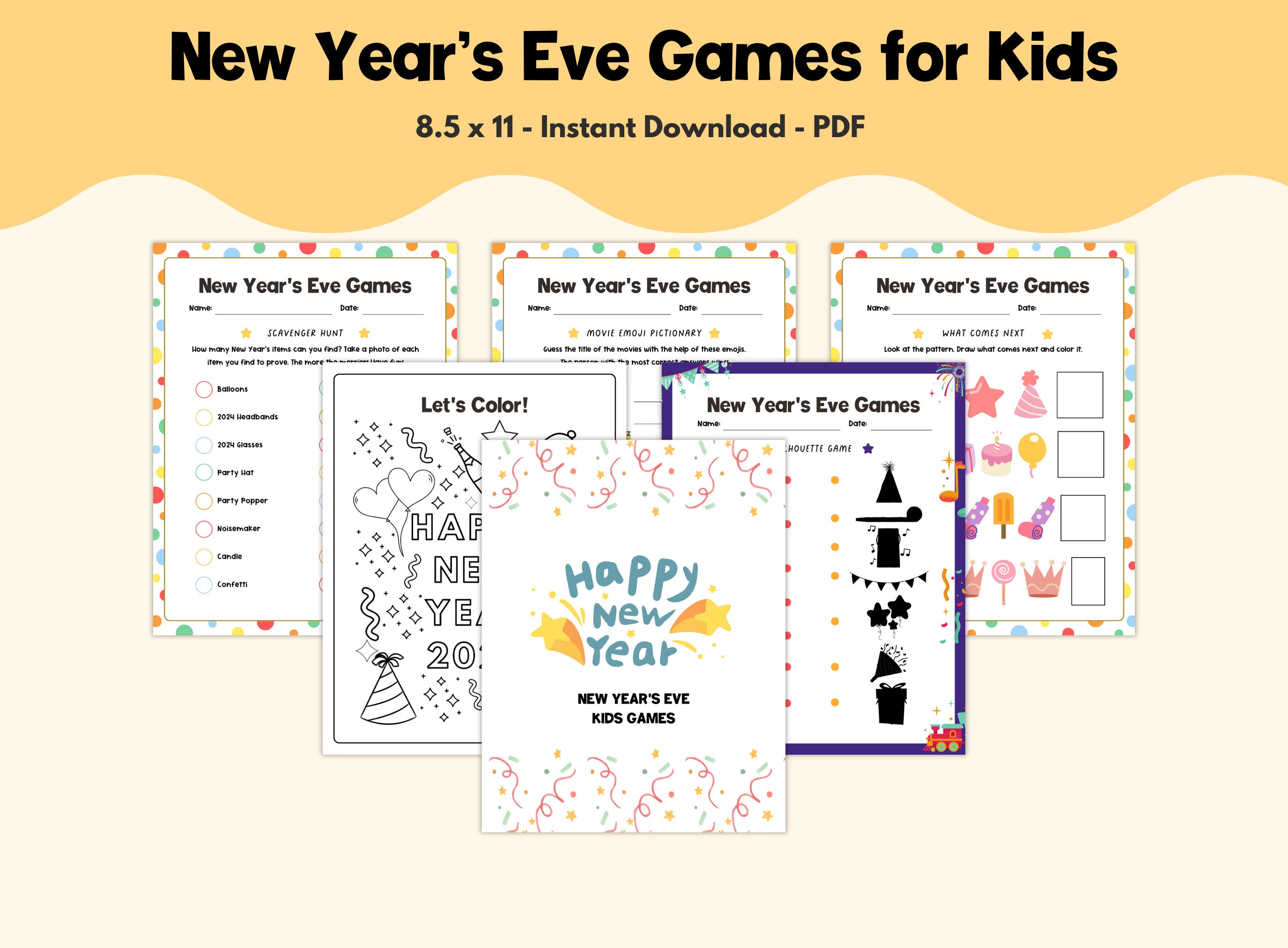 Printable New Years Eve Games for Kids, 20 New Years Game Bundle ...