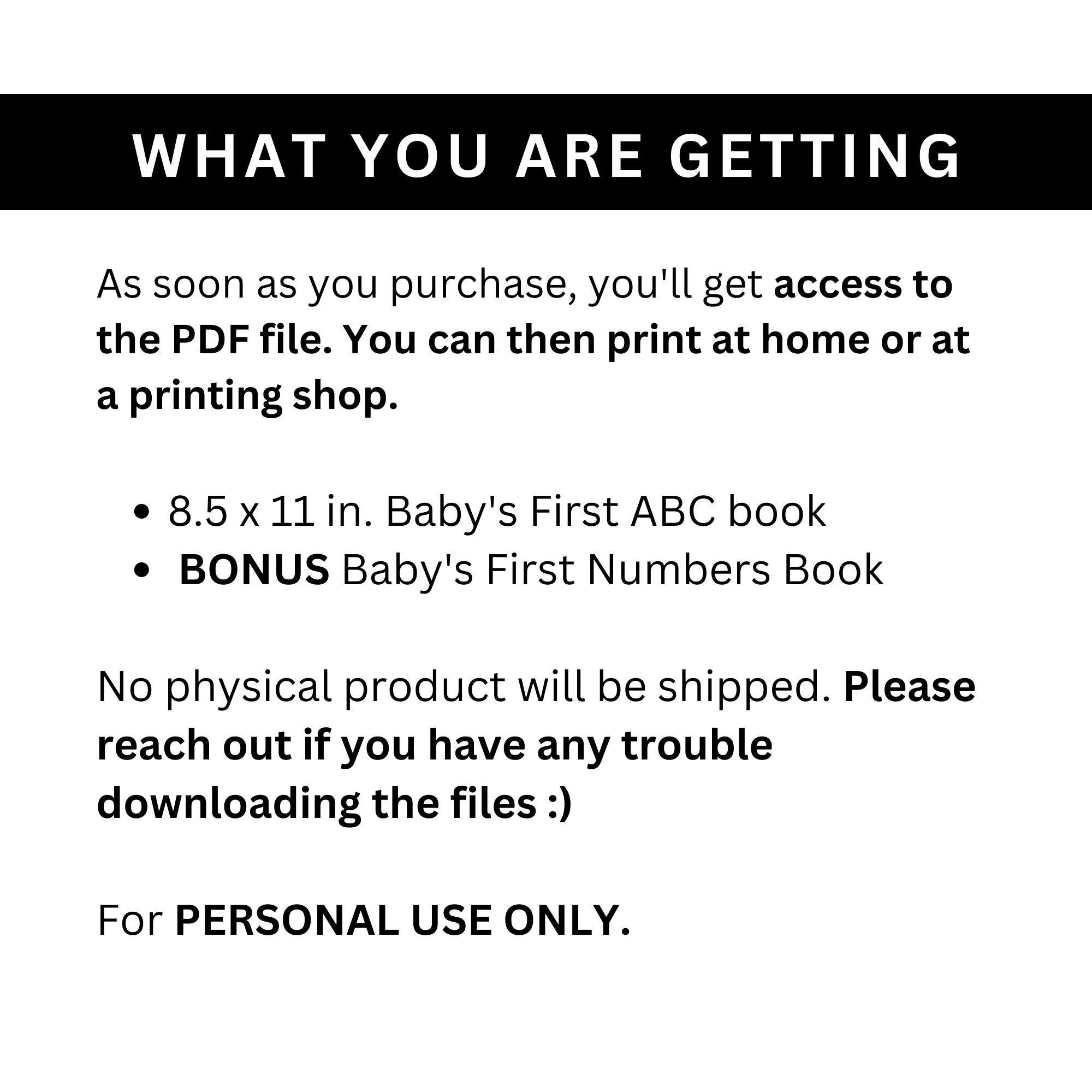 Babys First ABC Book Blank Baby Shower Book Printable Baby Shower