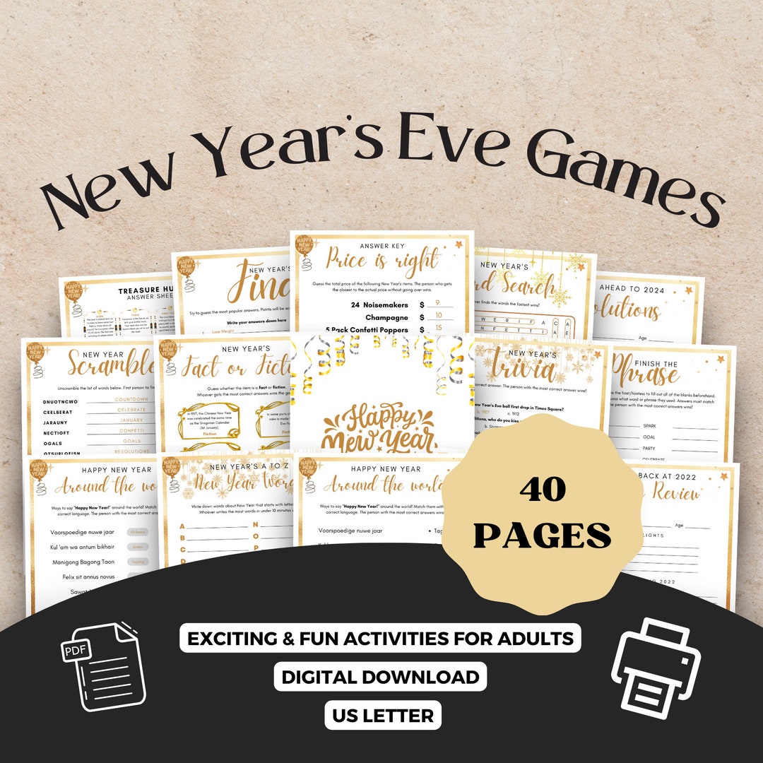 40 Printable New Years Eve Games Party Games for Adults, Printable New ...