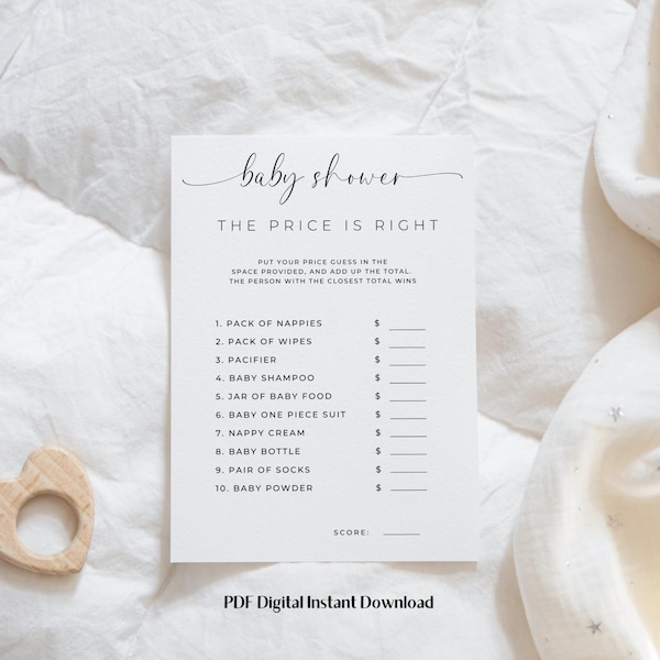 Baby Items Cost Game | Minimalist Baby Shower Games | The Price Is Right Game Template | Baby Shower Gift | Instant Download | Baby Trivia