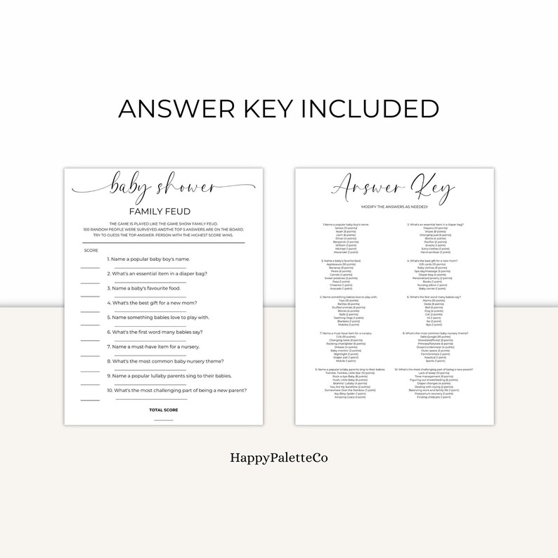 Baby Shower Games Instant Download Family Feud Baby Family Feud Game