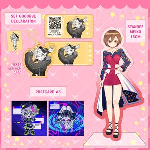 Fleur Déclaration d'adieu Vocaloid Kairiki ours punaise Anatasama Meiko voyageur debout carte postale autocollant impression porte-clés billet [Collaboration AnMyu Merch]