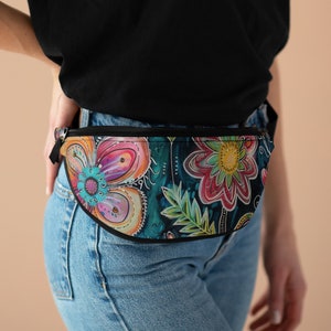 Floral Print Fanny Pack: Adjustable Crossbody Belt Bag