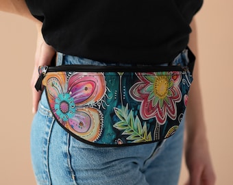 Riñonera con estampado floral: bolso bandolera ajustable