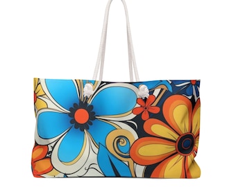 Tote Bag | Weekender Bag | Travel Bag | Carry on Bag | Luggage | Purse | Travel Tote | Groovy | Retro | Floral