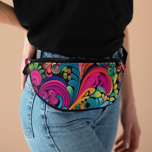 Funky Floral Print Fanny Pack: Crossbody Hip Bag