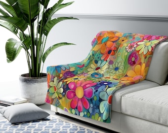 Floral Sherpa Fleece Blanket: Cozy Plush Throw (50x60)