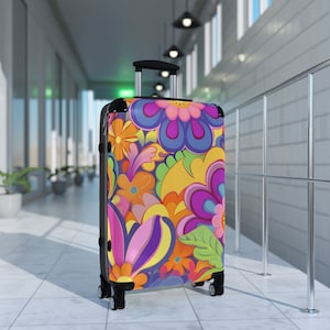 Floral Print Carry-On Suitcase: Hardshell Rolling Luggage