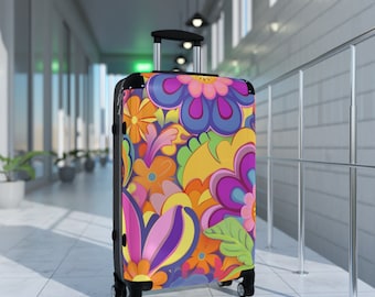 Floral Print Carry-On Suitcase: Hardshell Rolling Luggage