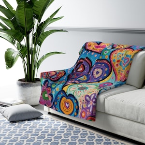 Sherpa Fleece Blanket | Floral Fleece Blanket | Soft Fleece Blanket| Kids Sherpa Blanket | Floral Sherpa Throw | Hearts Blanket