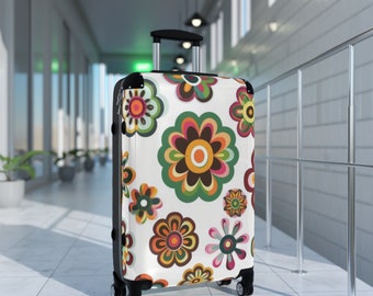 Floral Rolling Suitcase | Carry-On Luggage with Lock & Swivel Wheels