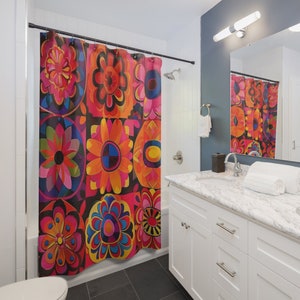 Floral Boho Shower Curtain: Colorful Bathroom Decor