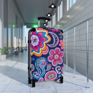 Floral Rolling Carry-On Suitcase: Hardshell Luggage with Swivel Wheels