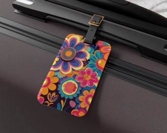 Etichetta per bagaglio floreale in acrilico: etichetta personalizzata con nome per zaino