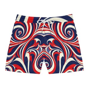 Mens Mid-Length Swim Trunks: Funky Polyester Bathing Suit