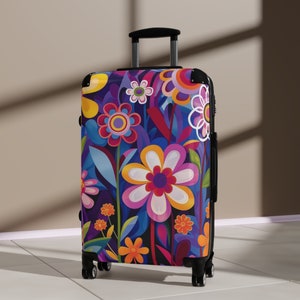 Valigia con ruote a fantasia floreale / Valigia da cabina in policarbonato immagine 6